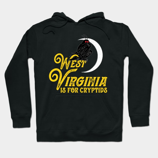 West Virginia Is For Cryptids Mothman Design Hoodie by Strangeology